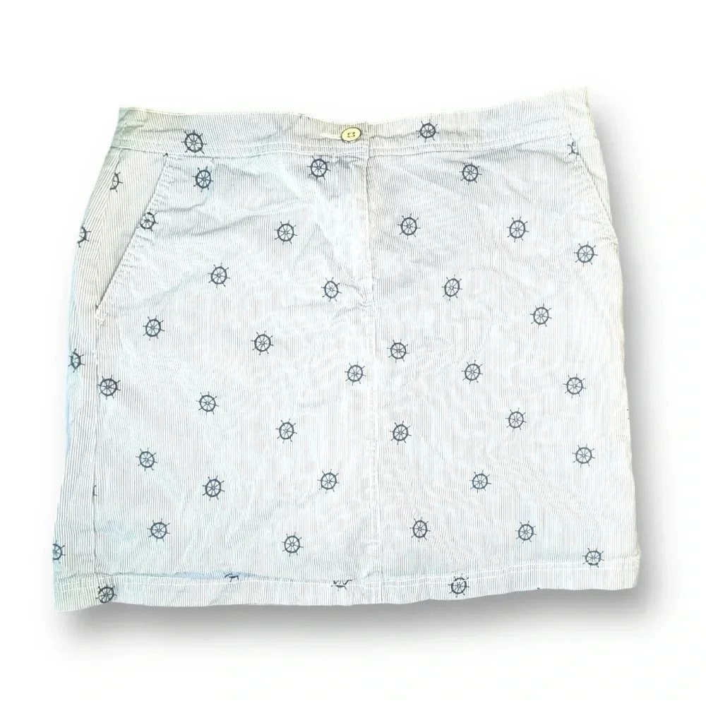 Karen Scott Nautical stripped Print Skort, Coastal Old Money Country Club Skirt - Picture 7 of 8